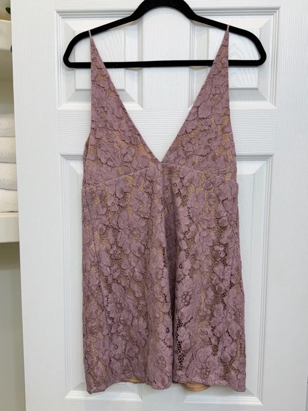 Free People Free People Dangerous Love Deep V Lace Mini Purple Dress Size 6